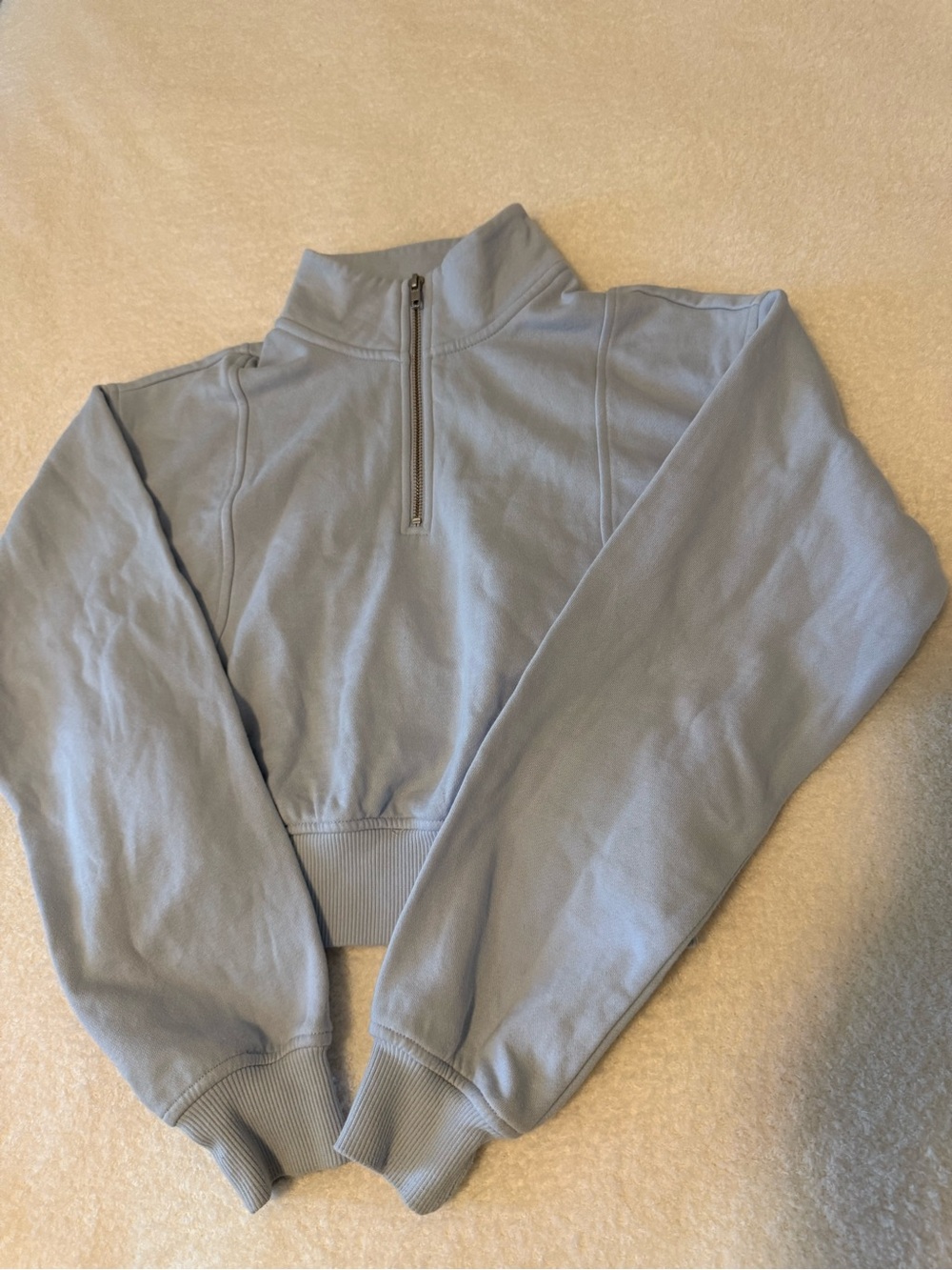 Abound Pale Blue Half-Zip Cropped Turtleneck Sweater